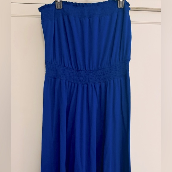 Torrid Sz. 1 - Cobalt Blue Summer Tube Top Elastic Dress w/hanker-shift hem. - Picture 4 of 5